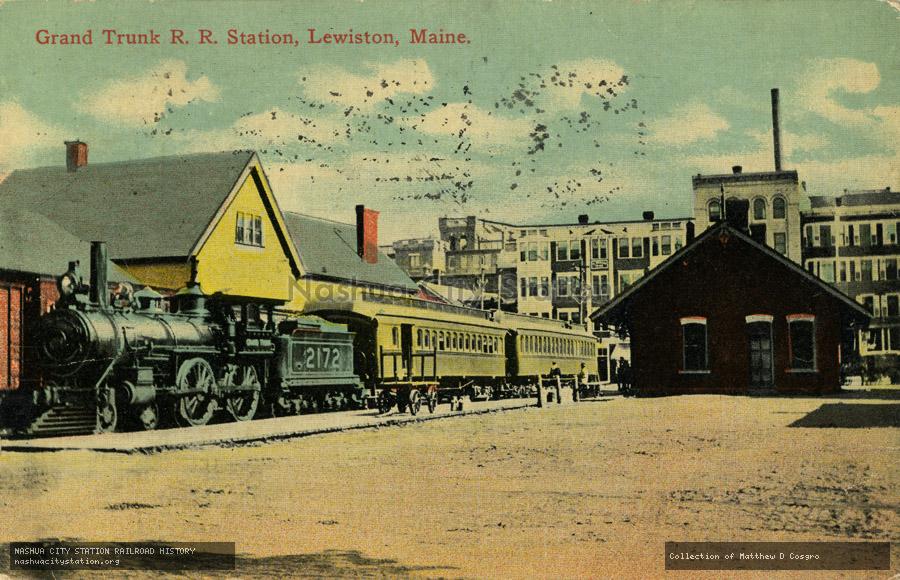 Postcard: Grand Trunk Railroad Station, Lewiston, Maine
